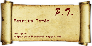 Petrits Teréz névjegykártya